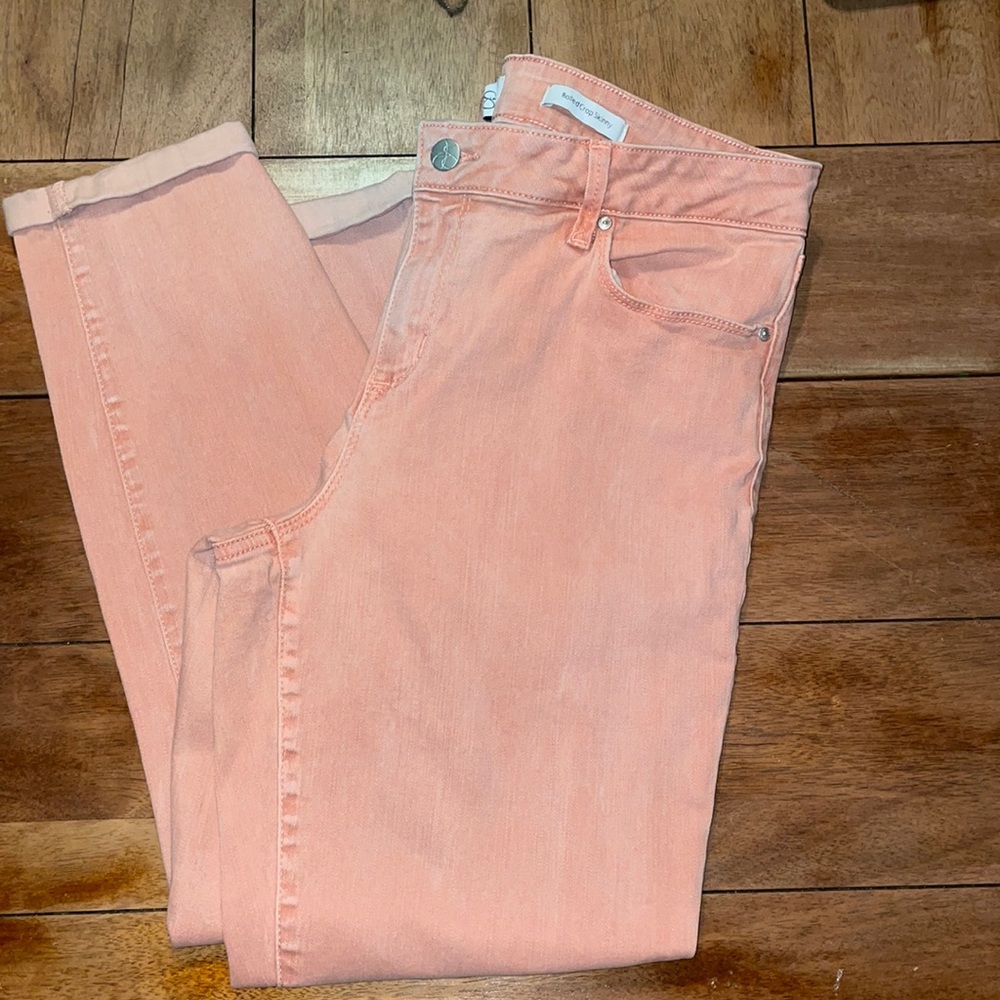 Pink Jessica Simpson Rolled crop skinny jeans sz14
